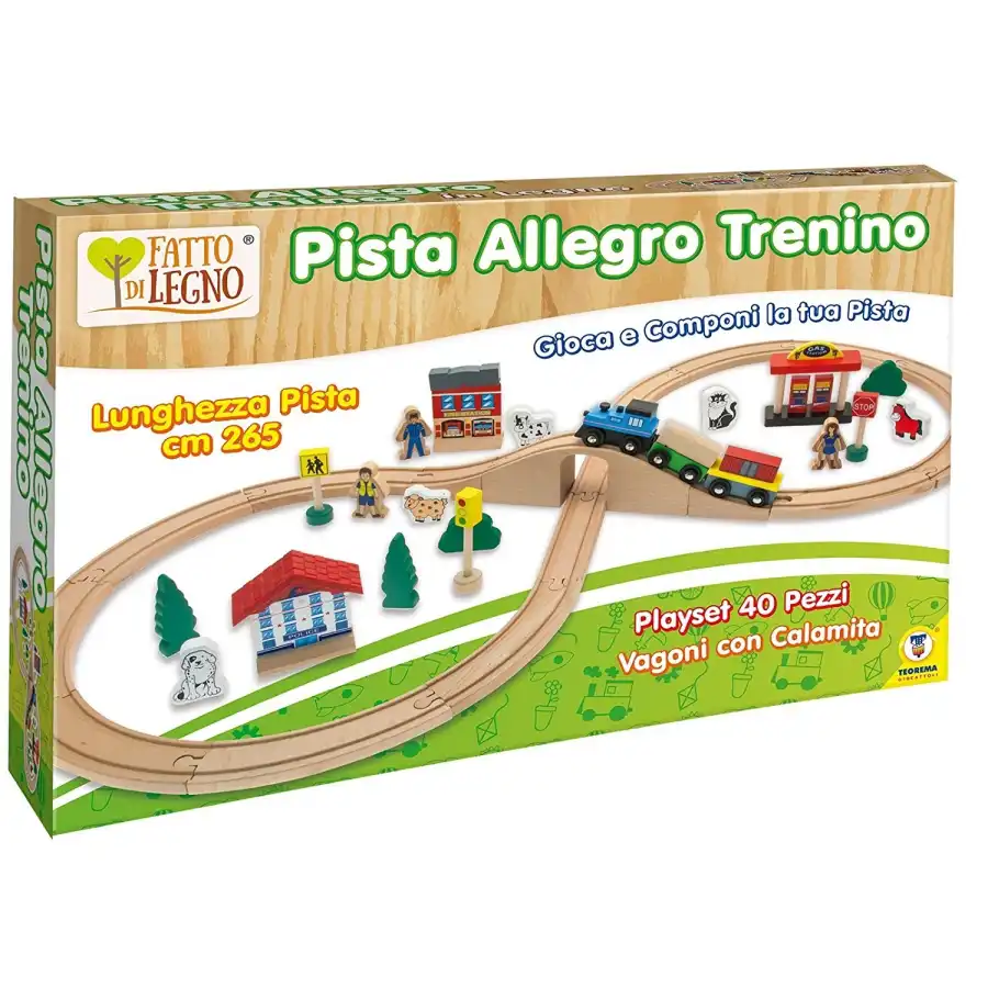 Pista Allegro Trenino Playset in legno 40 pezzi Teorema - 1
