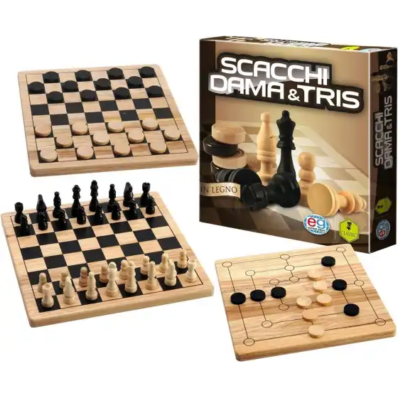 Gioco da tavolo in legno dama, scacchi e tris  Editrice Giochi - 3