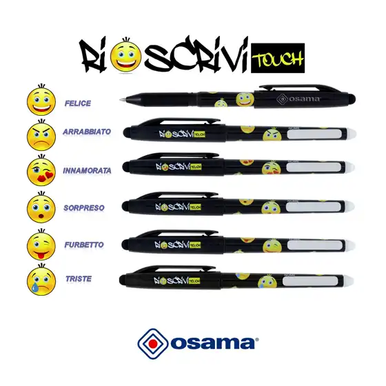 Osama - Erasable Pen Re-Write Touch - Black - Pack of 12 pcs
