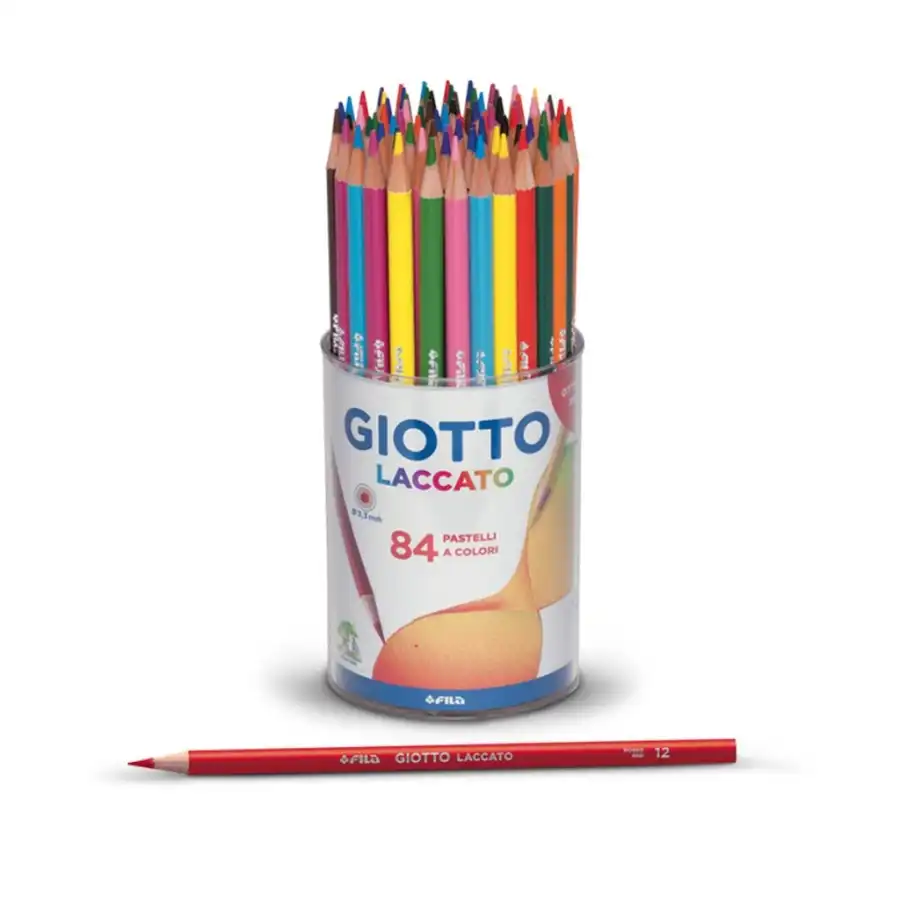 Giotto 520100 - Matite Laccate - Per la classe  -12 colori - Barattolo 84 pezzi Fila - 1