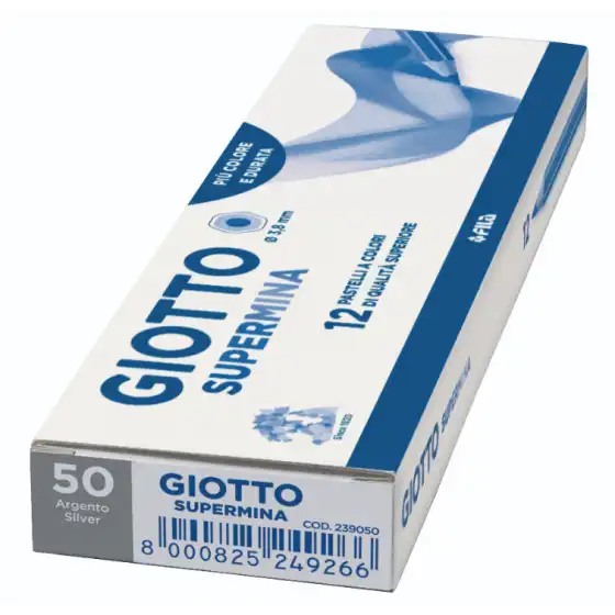 Giotto Supermina 239050 - Matite Colorate - Argento - Conf. 12 pz Fila - 2