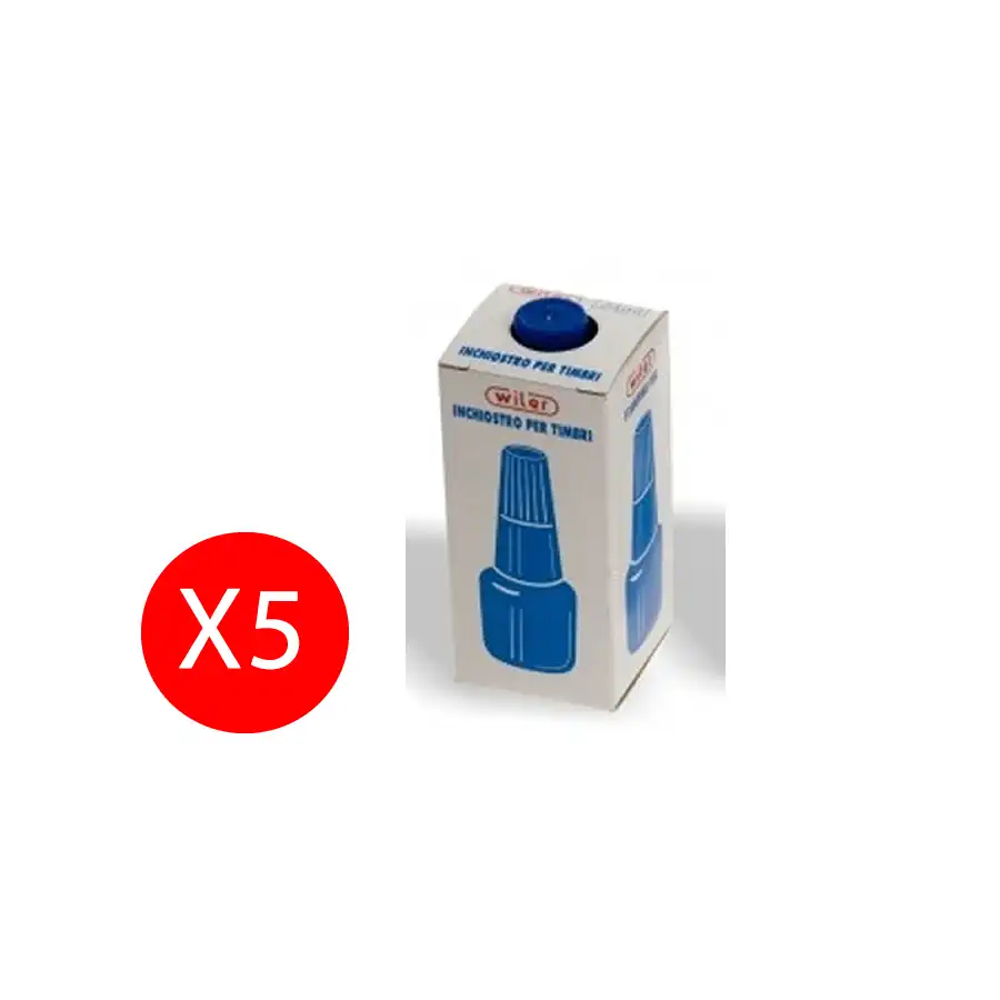 Wiler Inchiostro Per Timbri Blu 24ml 5 Pezzi Originale - 1