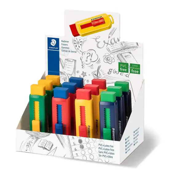 Staedtler  - Gomma  525 PS1 S - Colori Assortiti -  Con cursore di scorrimento - Conf. 12 pz Staedtler - 5