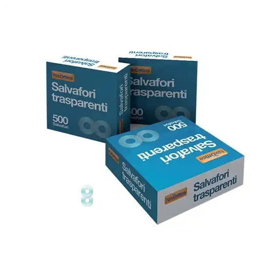 A.N.S. International Anelli salvafori adesivi rinforzati trasparenti in PVC 4 Pezzi da 500 unità cad. Originale - 1