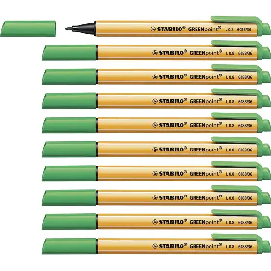 Stabilo - Penna con punta in fibra GREENpoint - 0,8mm - Verde - Conf. 10 pz Stabilo - 3
