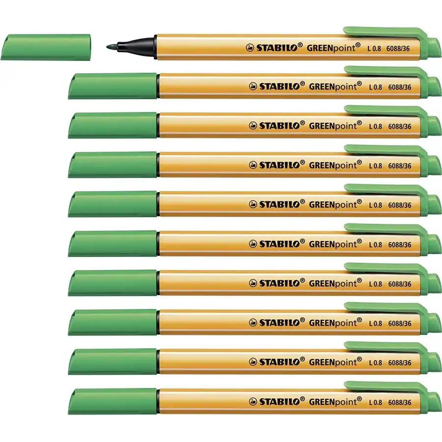 Stabilo - Penna con punta in fibra GREENpoint - 0,8mm - Verde - Conf. 10 pz Stabilo - 3
