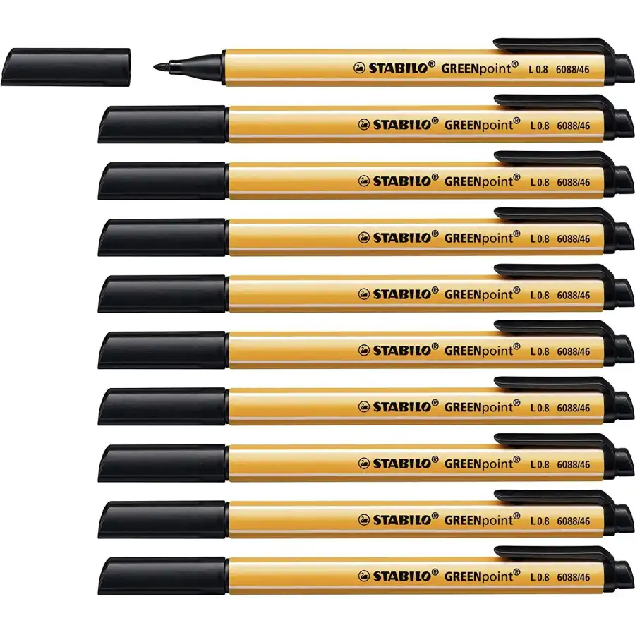 Stabilo - Penna con punta in fibra GREENpoint - 0,8mm - Nero - Conf. 10 pz Stabilo - 5