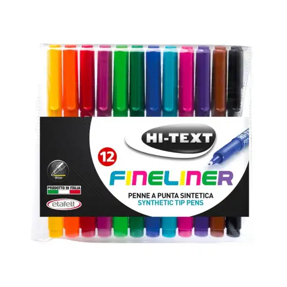 Etafelt  HI-TEXT - Penna Punta Sintetica Fineliner 750 - Colori Assortiti - 1 mm - Conf. 12 pz Etafelt - 1