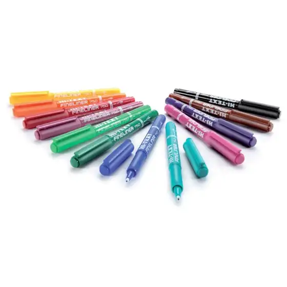 Etafelt HI-TEXT - Pen Synthetic Point Fineliner 750 - Assorted Colors - 1 mm - Pack of 12 pcs Etafelt - 1