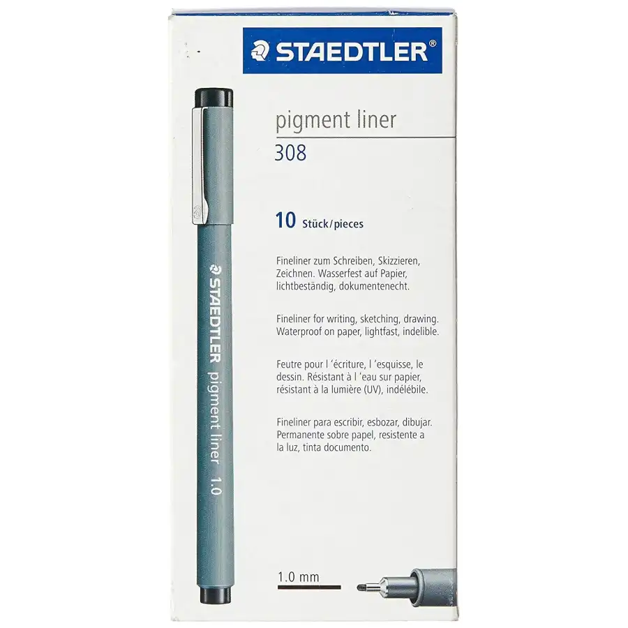 Staedtler 308 Pigment Liner Fineliner 0.3mm Paquete de 3 Azul 