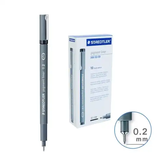 Staedtler -  Pigment liner 308 03-9  Penna a punta sottile - 0,03mm - Conf. 10 pz Staedtler - 5