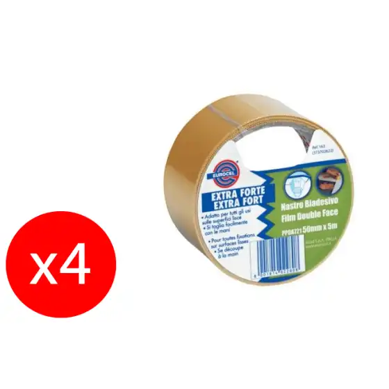 Eurocel Nastro Biadesivo in polipropilene 50mm x 5m 4 Pezzi Originale - 1