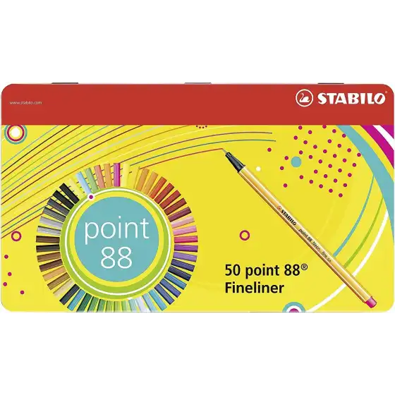 Stabilo 8850-6 - Penna fineliner point 88 - Astuccio in metallo 50 pz-  Colori Ass. Stabilo - 2