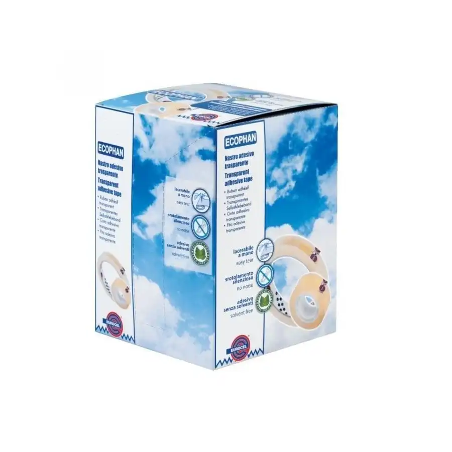 Sidac Nastro Adesivo Ecophan Trasparente In PP 19mm X 66m Espositore Da 8 Pezzi Originale - 1