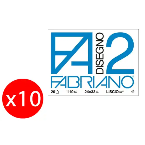 Fabriano Album F2 240x330mm 110g/m2 20 fogli lisci confezione da 10 Pezzi Originale - 1