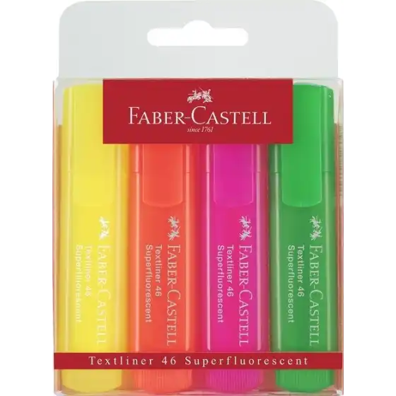 Faber Castell 154604 - Evidenziatori Textliner 1546 Fluo Set 4 pezzi - colori ass. Faber Castell - 1