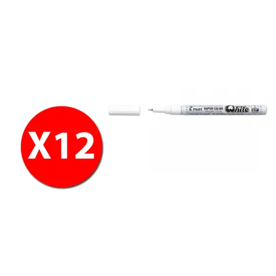 Pilot 2725 - Super Color - Marcatore -  Bianco - Punta Extra Fine - Conf. 12 pz  Pilot - 2
