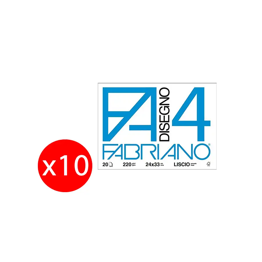 Fabriano F4 Album Da Disegno 20 Fogli Lisci 240x330mm 220g/Mq Confezione Da  10 Album