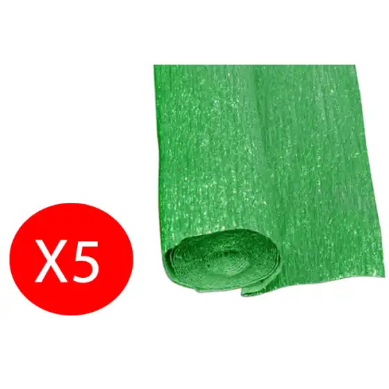 Carta crespa decorativa verde metallizzato 180g/mq 50x150cm 5 Rotoli Saul Sadoch - 1