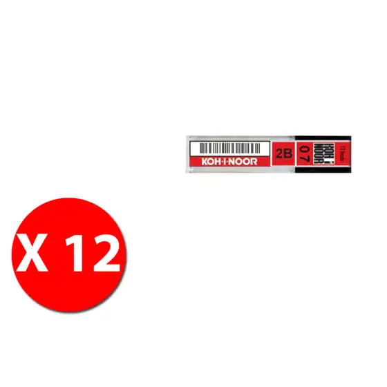 KOH-I-NOOR - Astuccio 12 mine 2B  0,7mm - 12 Astucci da 12 pezzi Koh-I-Noor - 2