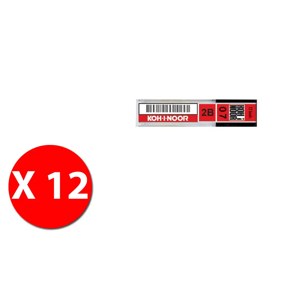 KOH-I-NOOR - Astuccio 12 mine 2B  0,7mm - 12 Astucci da 12 pezzi Koh-I-Noor - 2