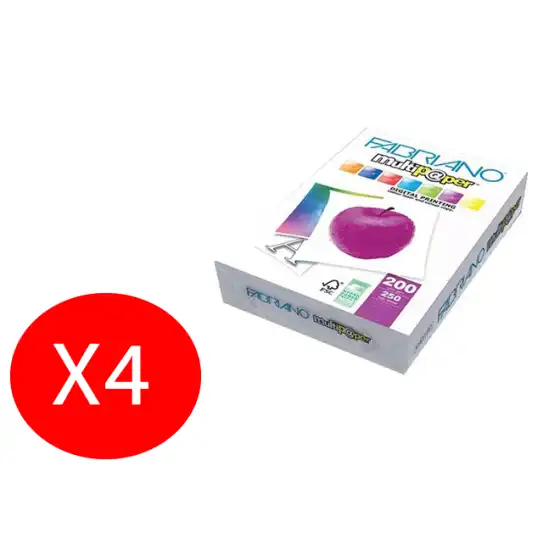 Risma Carta per stampa inkjet/laser Formato A3 297x420mm 200g/Mq 4 Risme da 250 Fogli Fabriano - 1