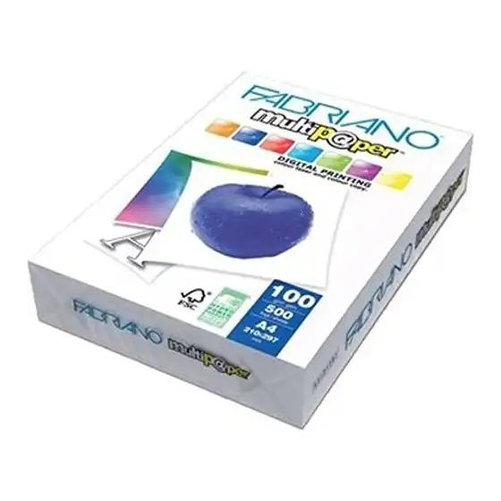 Risma Carta per stampa inkjet/laser Formato A4 210x297mm 100g/Mq 1 Risma da 500 Fogli Fabriano - 1