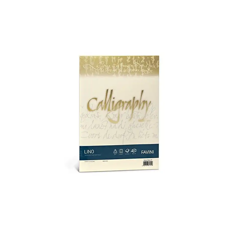 Album Calligraphy Carta Telata Lino Avorio 50 Fogli A4 210x297mm 200g/mq Cartotecnica Favini - 1