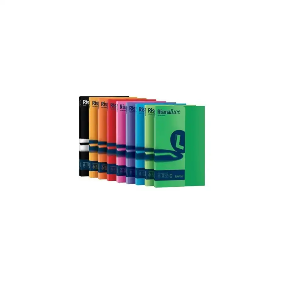 Carta Colore Rismaluce A4 210x297mm 200g/mq Azzurro 50 Fogli Cartotecnica Favini - 1