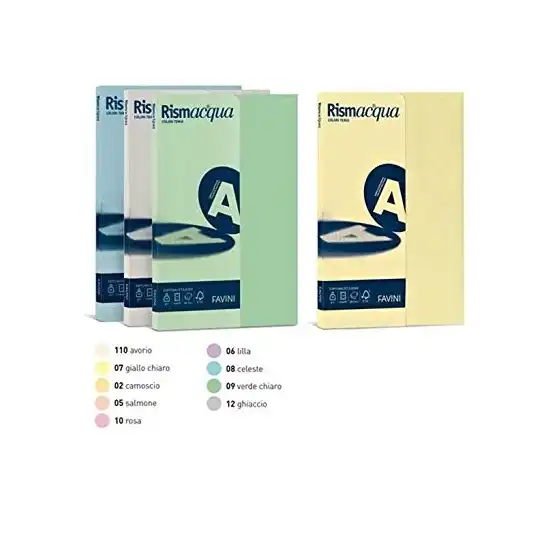 Carta Colore Rismacqua A4 210x297mm 90g/mq Ghiaccio 100 Fogli Cartotecnica Favini - 1