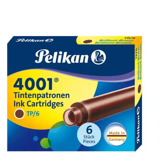 Pelikan Cartucce Penne stilografiche 4001 TP/6 Marrone - 4 Confezioni da 6 pz Originale - 2