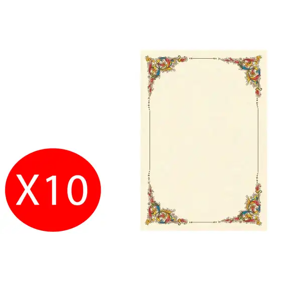 Carta Pergamena Parchment Decorata Avorio 165x240mm 160g/mq Confezione da 10 Fogli Toscana Carte - 1