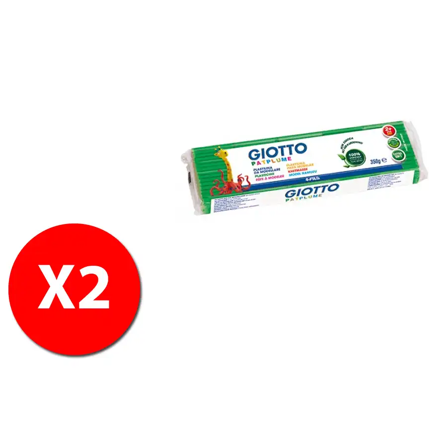 Giotto  510108 Patplume Panetto plastilina 350gr - Verde Chiaro- 2 pz Originale - 2