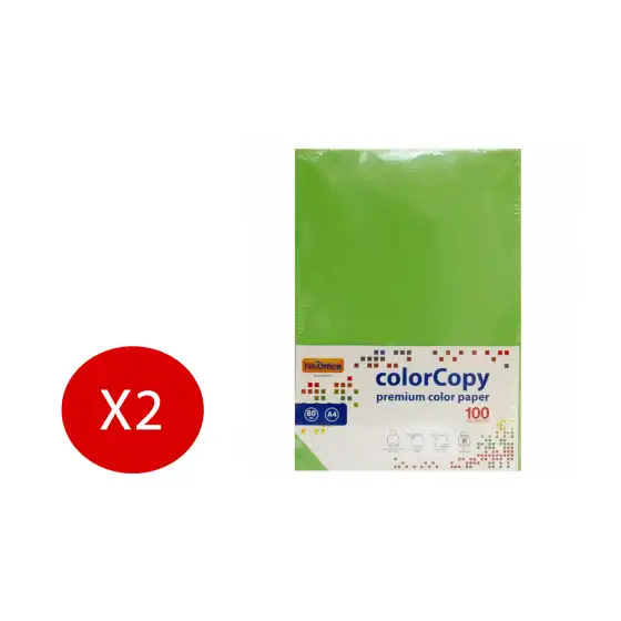 NikOffice Risma Carta Premium 100 fogli colori forti A4 210x297mm 80g/mq Verde 2 Risme Originale - 1