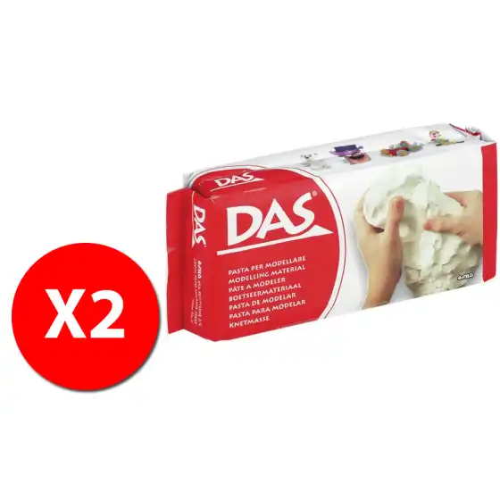 DAS 387000 Pasta per modellare - panetto 500g - Bianco - 2 pz Originale - 2