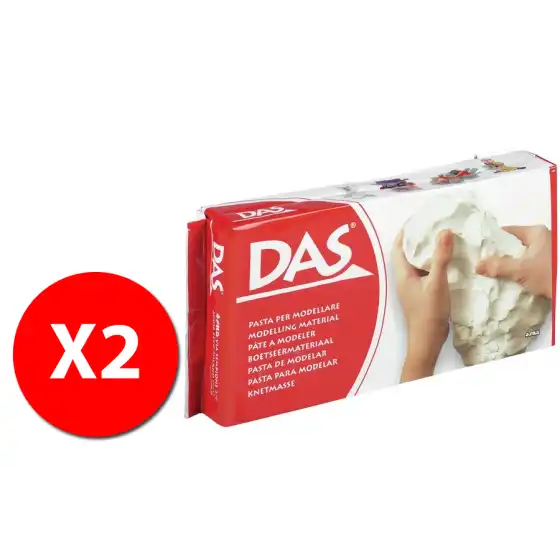 DAS 387500 Pasta per modellare - panetto 1KG - Bianco - 2 pz Originale - 2