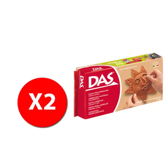 DAS 387600 Pasta per modellare - panetto 1KG - Terracotta - 2 pz Originale - 2