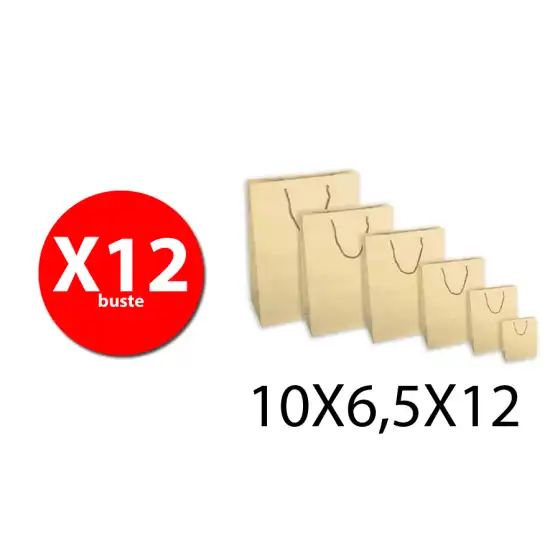 Florio Carta 55576 - Buste con Maniglia in corda - 10X6,5X12 - Avorio  - Conf. 12 buste Florio - 1