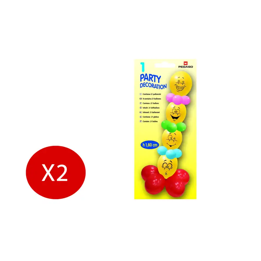 Pegaso Kit 21 Palloncini Feste Compleanni Palloncini Facce Buffe 1,80m 2 Kit Originale - 1