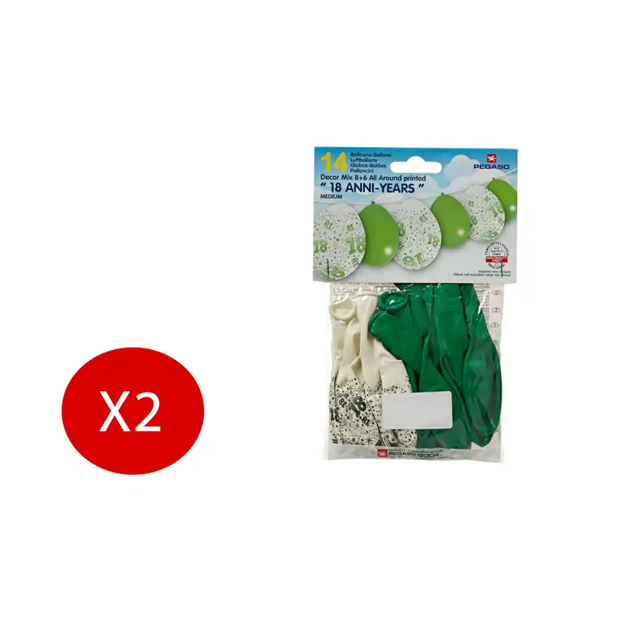 Pegaso Palloncini Festa Completanno 18 Anni 8 Colore Neutro + 6 Aerografati Originale - 1