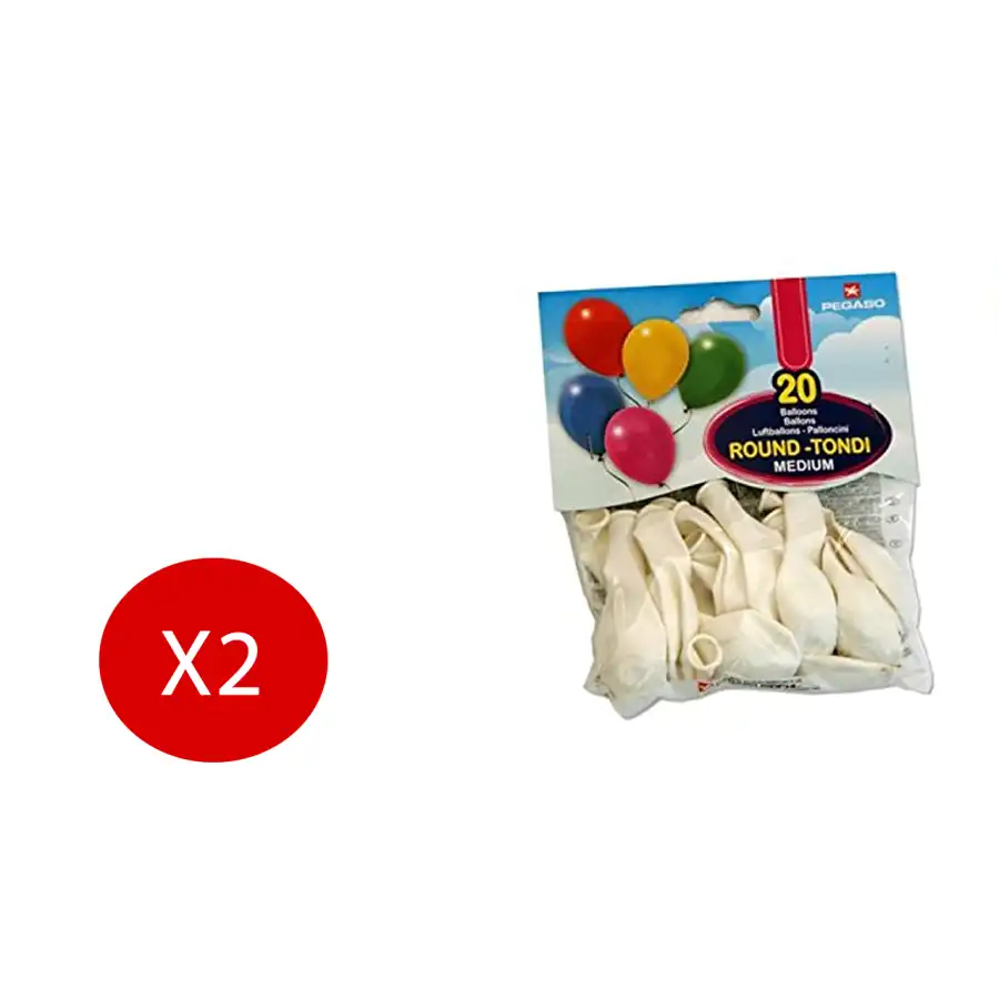 Pegaso Palloncini Festa Colorati Bianco 20 Palloncini 2 Pezzi Originale - 1