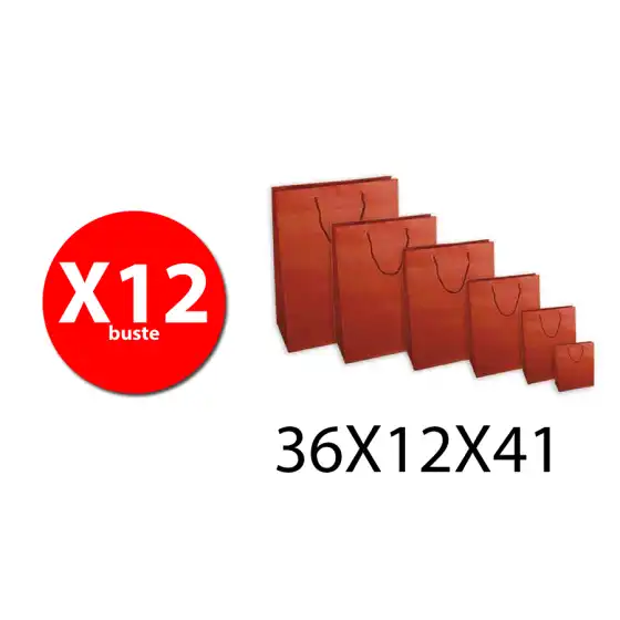 Florio Carta 55491 - Buste con Maniglia in corda - 36X12X41 - bordeaux - Conf. 12 buste Florio - 1