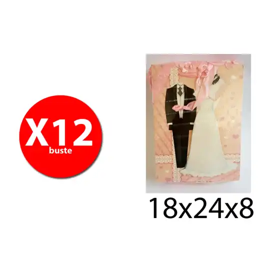Mood ST1770 - Busta Shopper in carta Glitter - Fantasie Matrimonio Ass. - 18x24x8 - conf. 12 buste Mood - 1