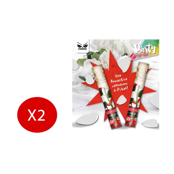 Mood Party Popper Petali Bianchi Matrimoni Cresime Comunioni 30cm 2 Pezzi Originale - 1