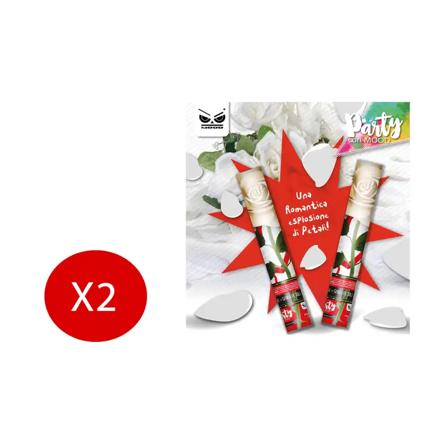 Mood Party Popper Petali Bianchi Matrimoni Cresime Comunioni 30cm 2 Pezzi Originale - 1