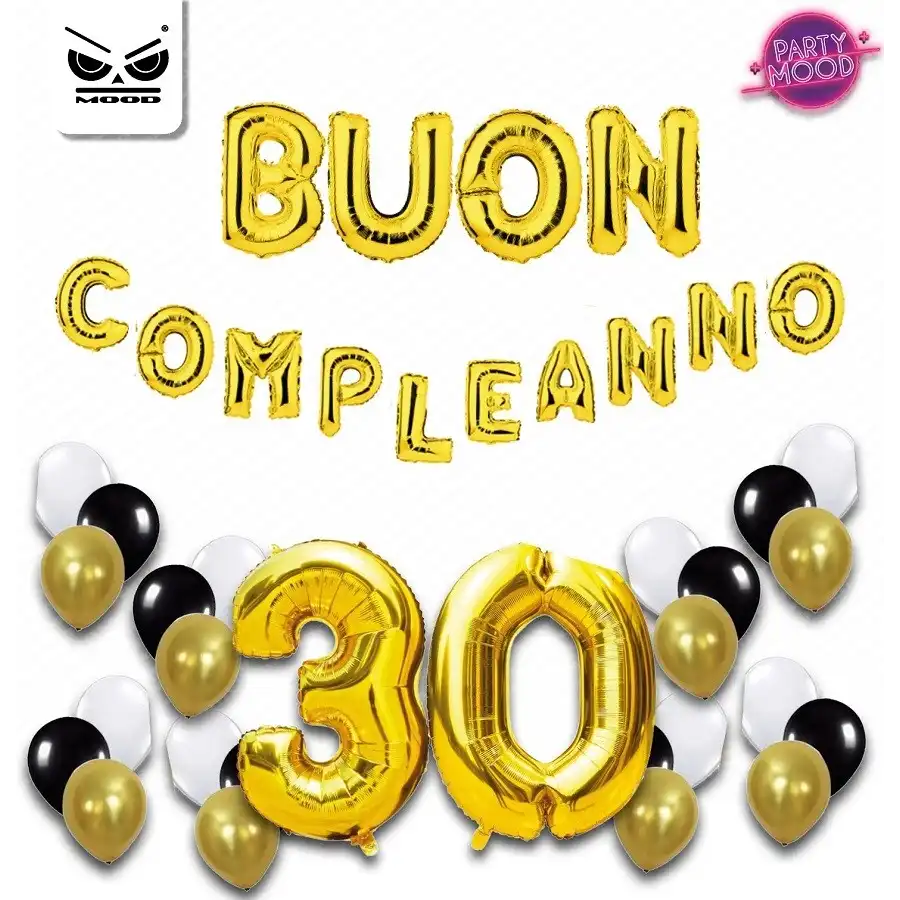 Mood ST4668 - Set 39 palloncini Buon compleanno 30 anni Mood - 1