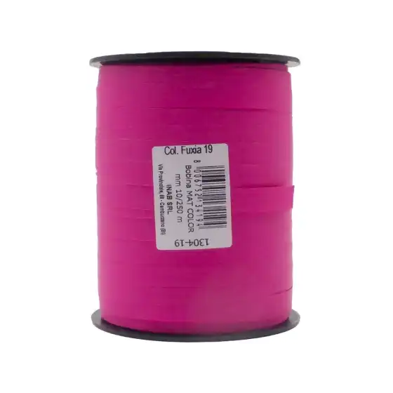 Bobina Nastro decorazione regalo Dekoraphia mat color 10mm X 250m Fucsia Inab - 1
