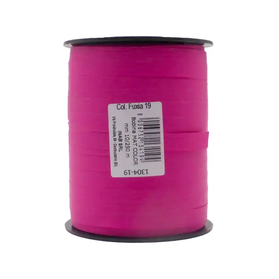 Bobina Nastro decorazione regalo Dekoraphia mat color 10mm X 250m Fucsia Inab - 1