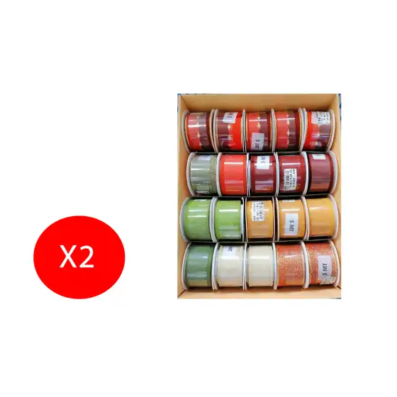 Francesco Brizzolari Bobine Nastri Stoffa Colorata Decorazione Regalo con Fantasie 40mm X 3m Fantasie Assortite 2 Bobine Origina