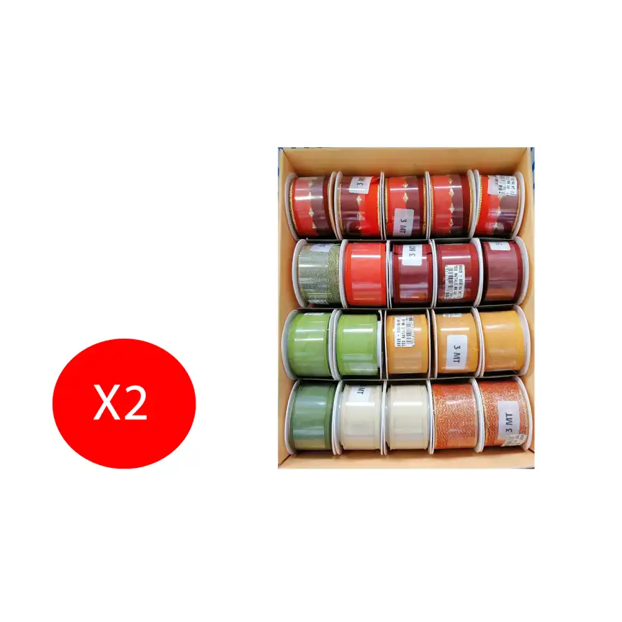Francesco Brizzolari Bobine Nastri Stoffa Colorata Decorazione Regalo con Fantasie 40mm X 3m Fantasie Assortite 2 Bobine Origina